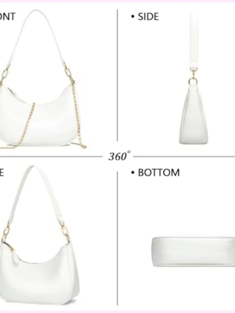 PU Leather Hobo Shoulder Bag with Chain Strap, Zipper Closure, 3 Card Slots